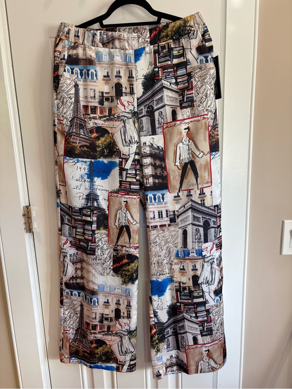 Karl Lagerfeld Paris Pants - Black with Red and White Accents size S - Picture 3 of 4